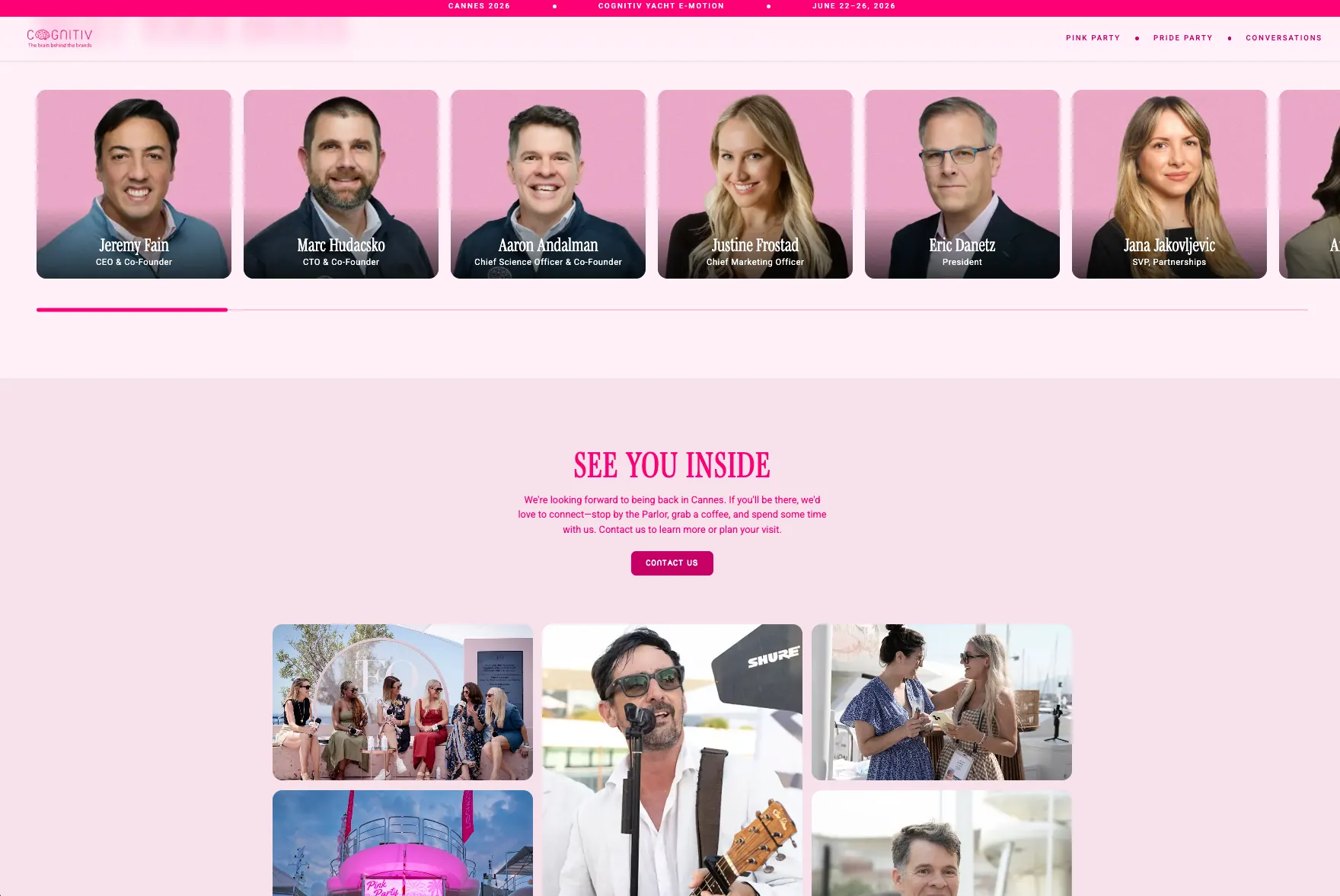 Cognitiv Cannes microsite: team and gallery