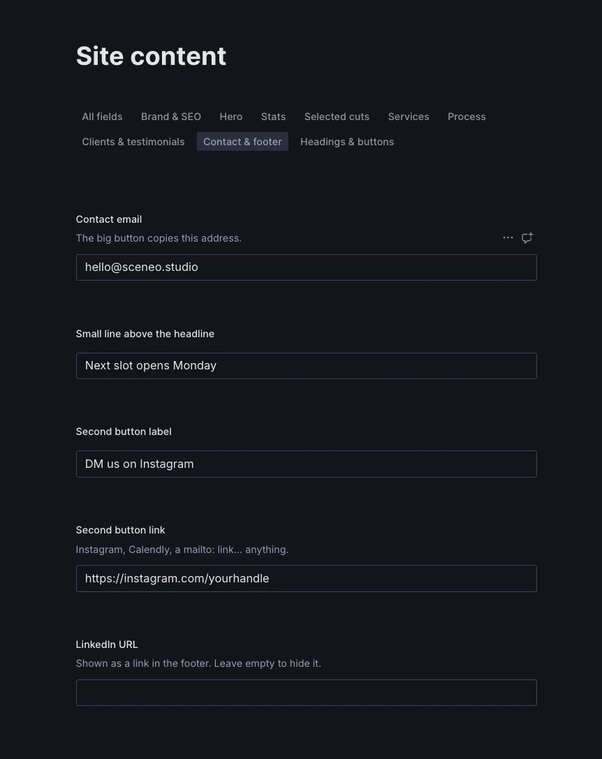 Contact & footer