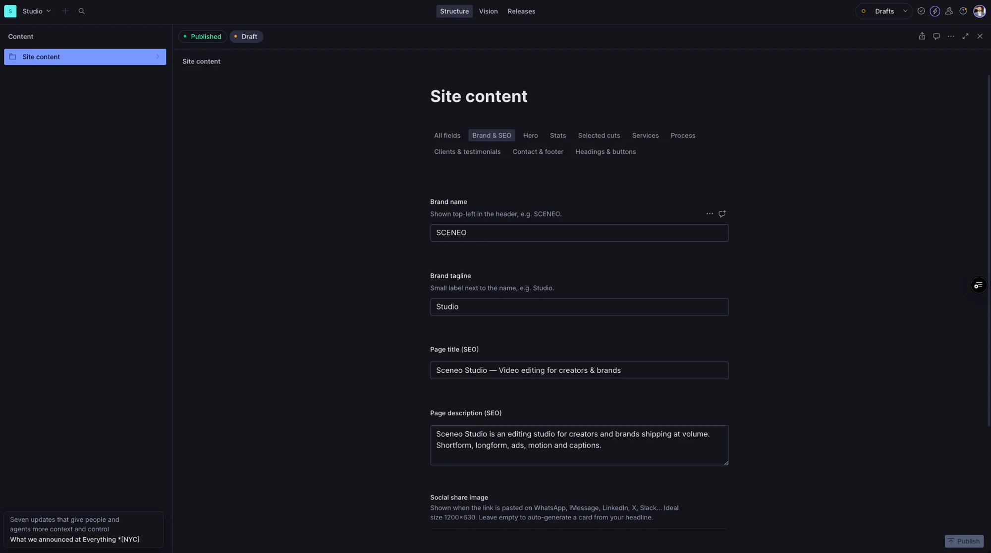 Site content